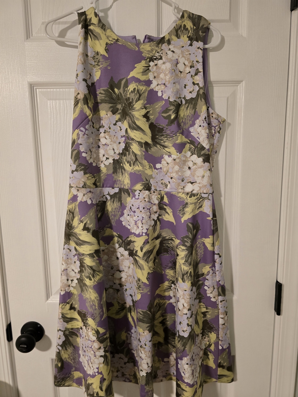 White House Black Market Lavender and Olive Floral Fit-and-Flare Dress
